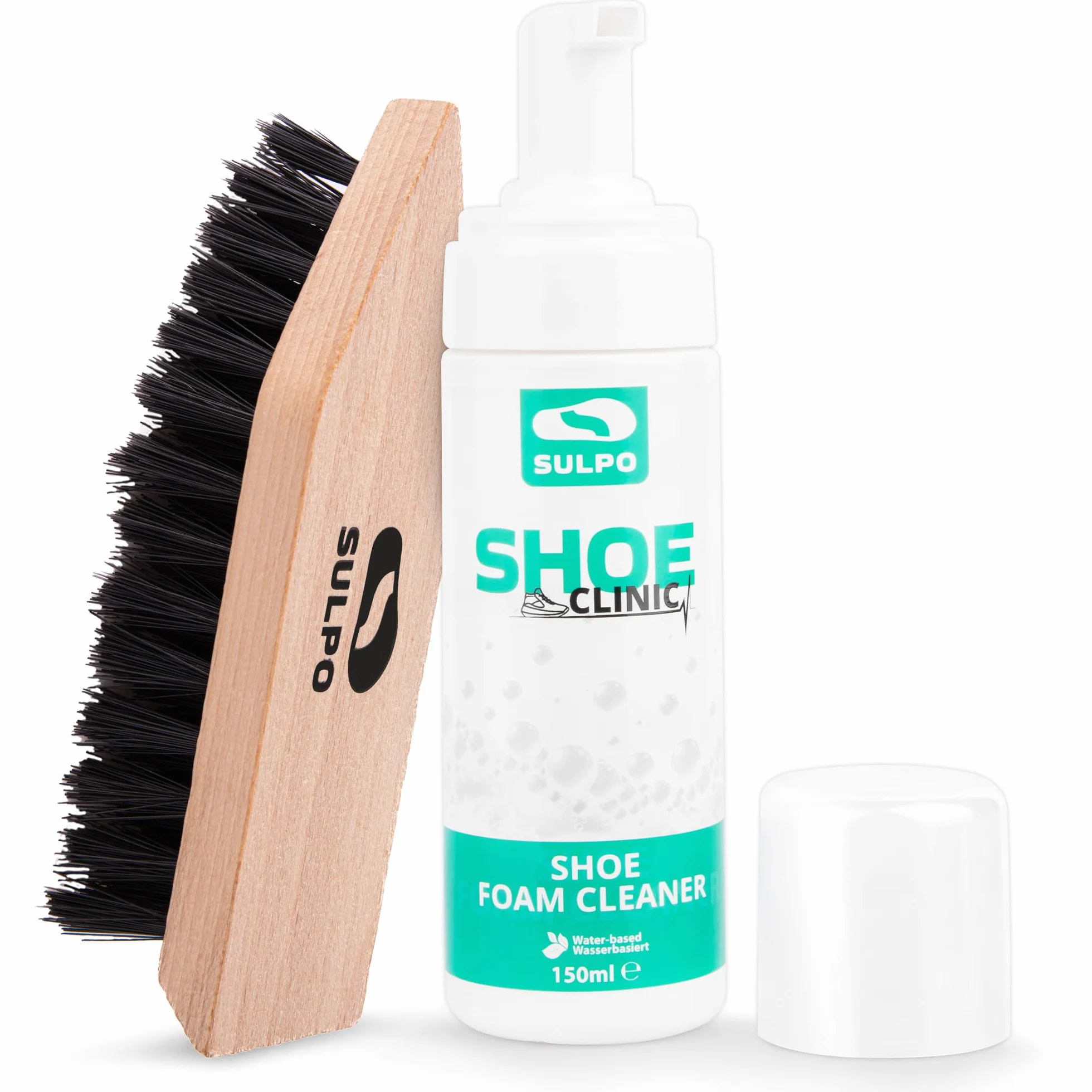 SULPO Shoe Clinic Sneaker Cleaner - Piankowy środek do czyszczenia butów - Środek do czyszczenia zamszu, zamszu, skóry gładkiej, tekstyliów, szampon do butów - 150 ml