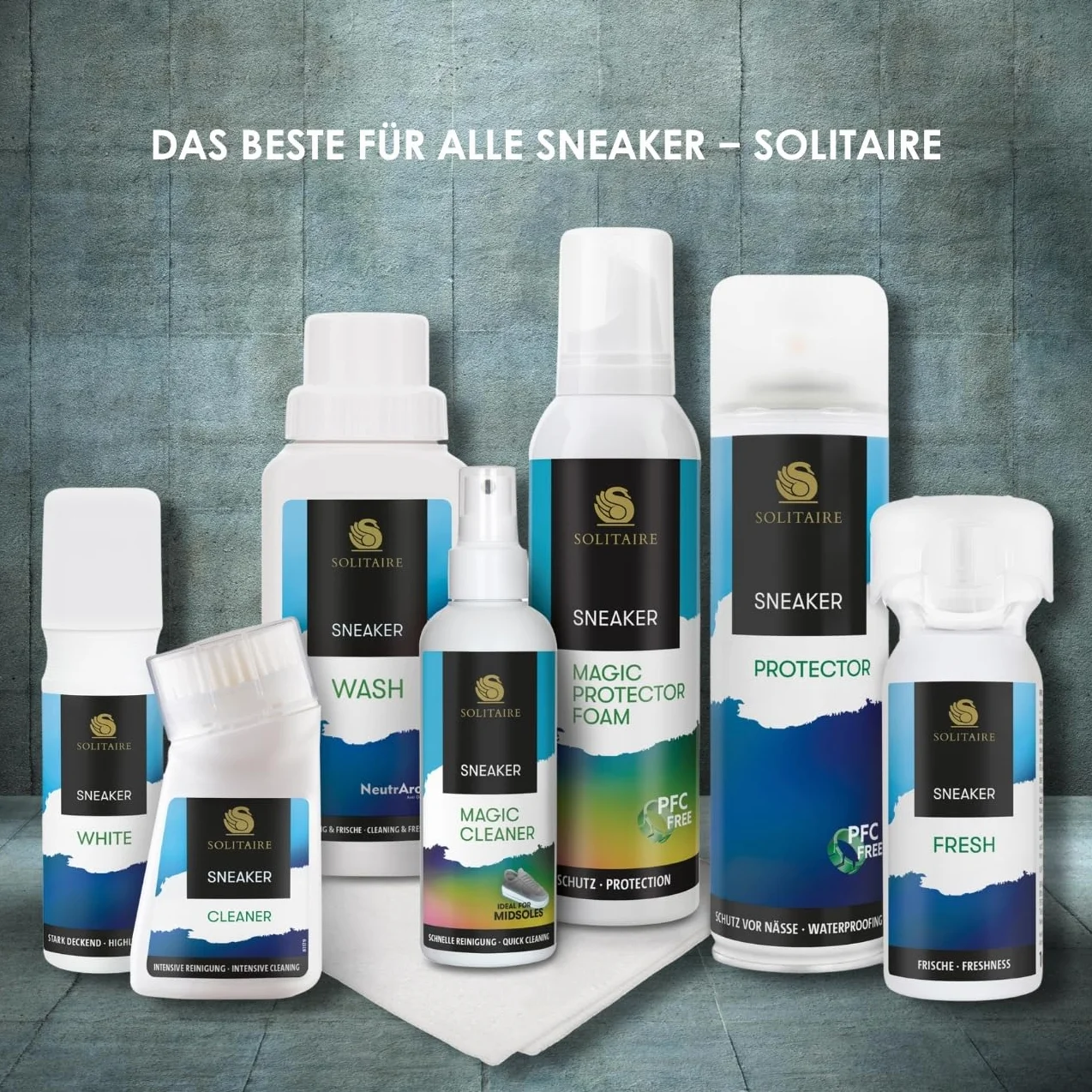 SOLITAIRE Sneakersy Cleaner | Intensywny środek czyszczący do sneakersów | 75 ml | profesjonalne czyszczenie butów i butów | środek czyszczący do sneakersów ze zintegrowaną szczotką do czyszczenia