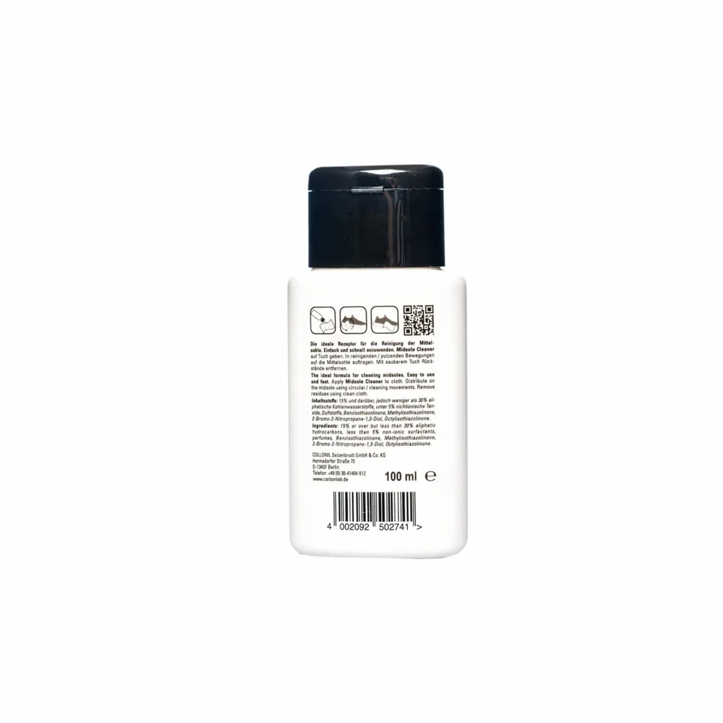 Collonil CARBON LAB Midsole Cleaner – czyszczenie butów sportowych w podróży – środek do czyszczenia butów w podróży – środek do czyszczenia podeszwy środkowej – pielęgnacja butów z prostym