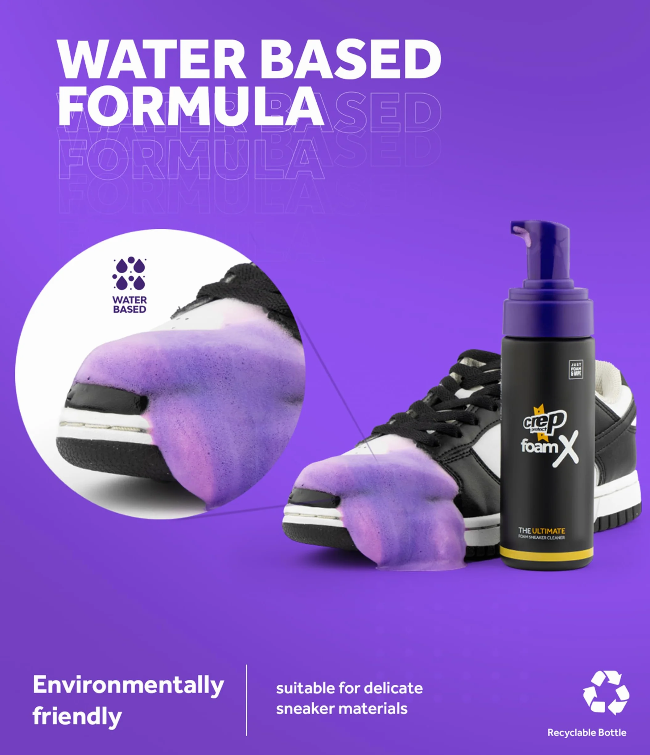 Crep Protect FoamX środek do czyszczenia butów, 150 ml, gotowa do użycia formuła do skóry, płótna, nylonowych trampek, 150 ml