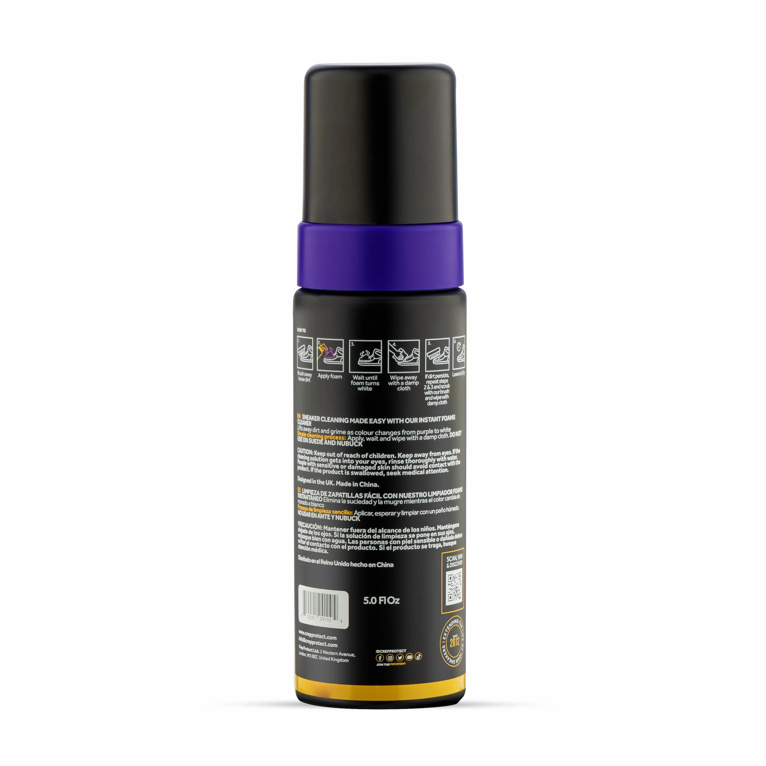 Crep Protect FoamX środek do czyszczenia butów, 150 ml, gotowa do użycia formuła do skóry, płótna, nylonowych trampek, 150 ml