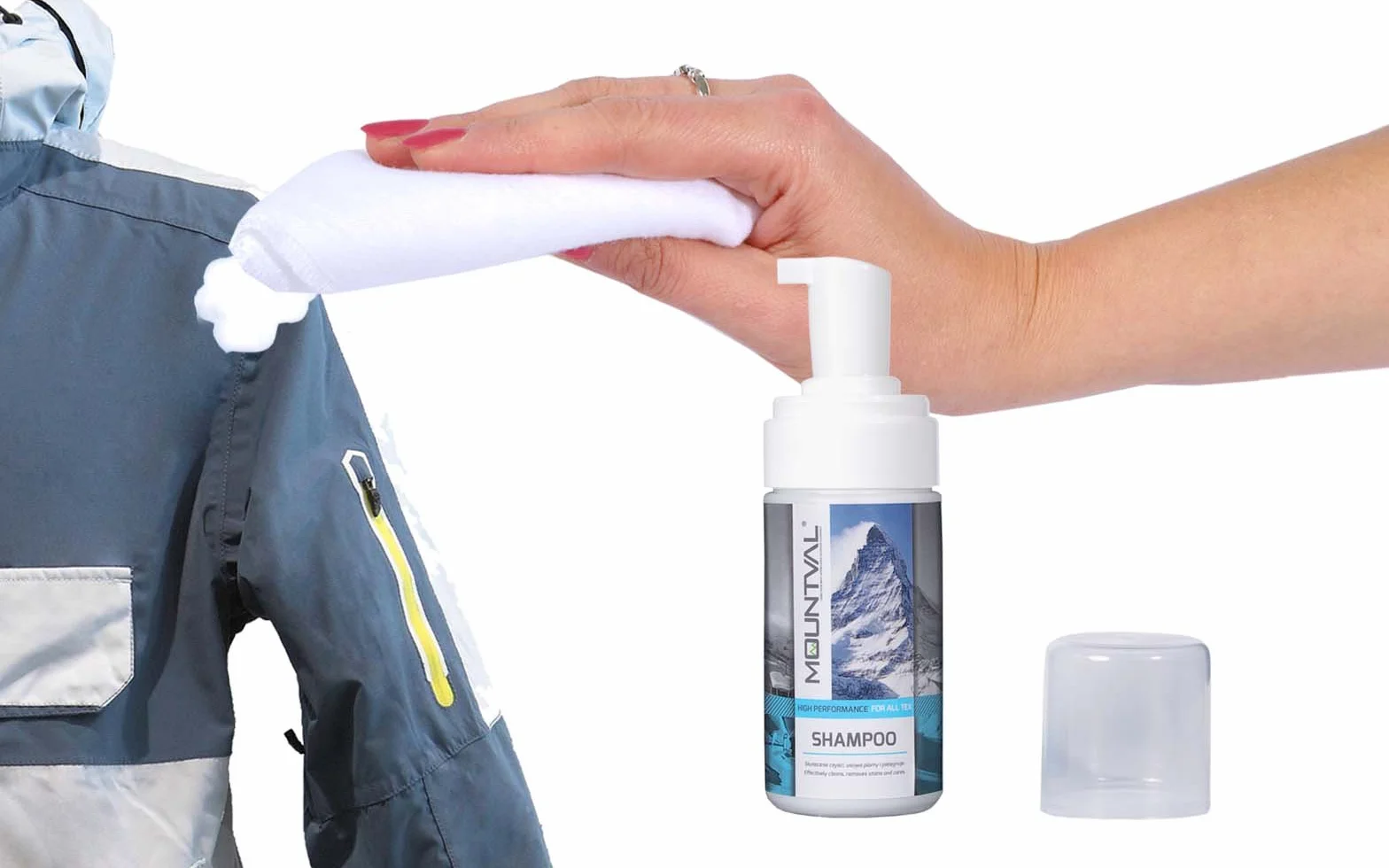 Mountval Shampoo, Pianka Czyszcząca do Odzieży i Sprzętu Turystycznego, Czyści Odzież Wodoodporną