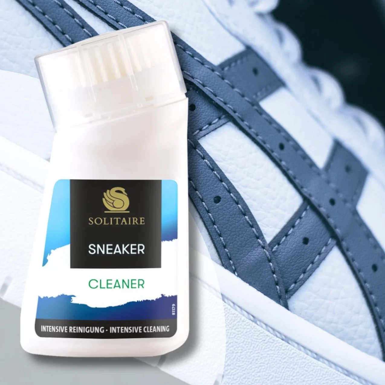 SOLITAIRE Sneakersy Cleaner | Intensywny środek czyszczący do sneakersów | 75 ml | profesjonalne czyszczenie butów i butów | środek czyszczący do sneakersów ze zintegrowaną szczotką do czyszczenia