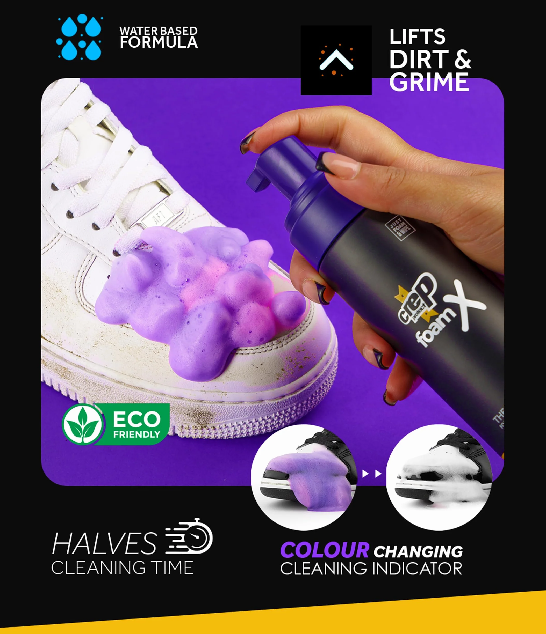 Crep Protect FoamX środek do czyszczenia butów, 150 ml, gotowa do użycia formuła do skóry, płótna, nylonowych trampek, 150 ml