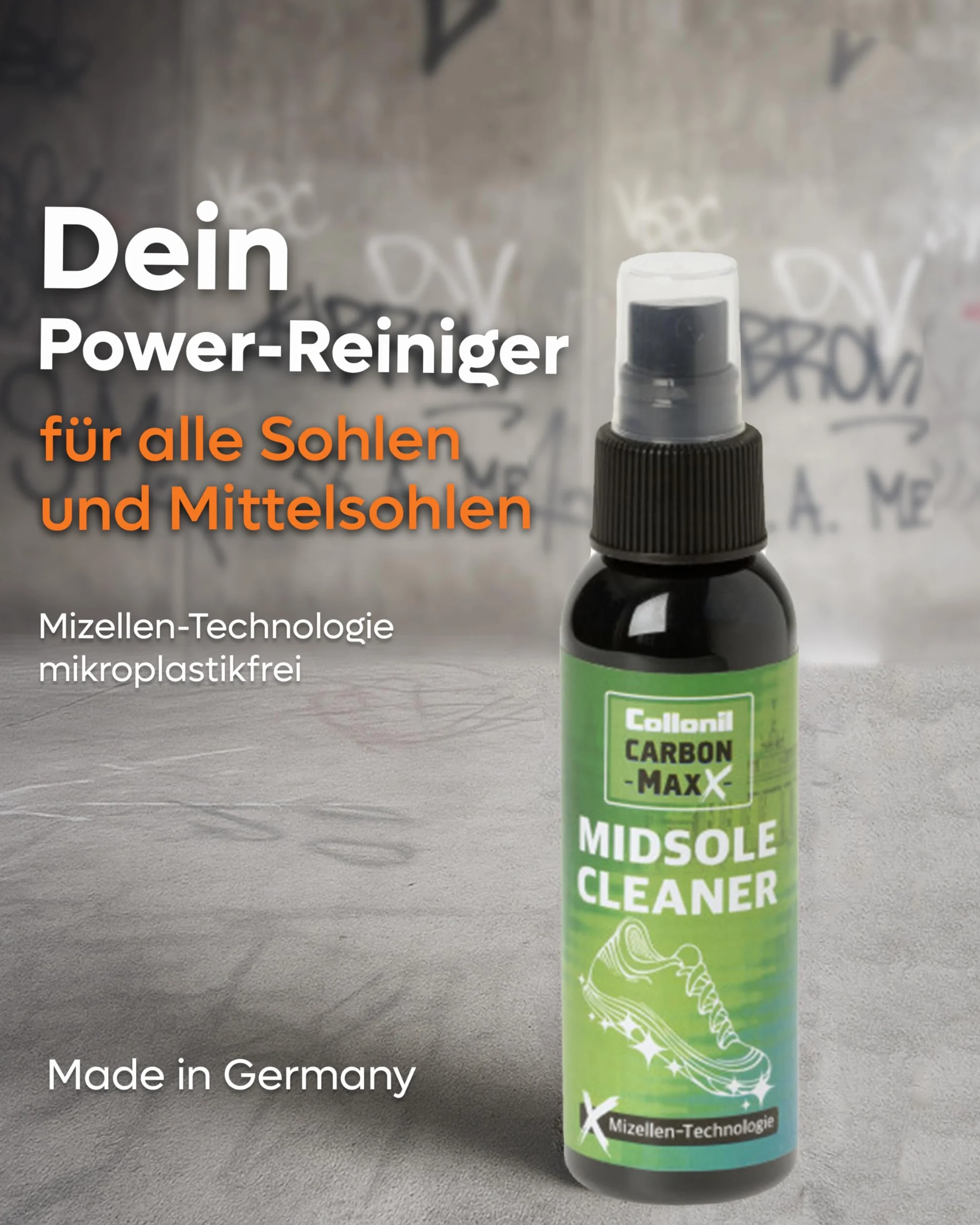 Collonil Carbon Maxx Midsole Cleaner 100 ml – z technologią micelarną spray do czyszczenia podeszwy środkowej sneakersów – usuwa brud i brud – precyzyjny spray do wszystkich materiałów
