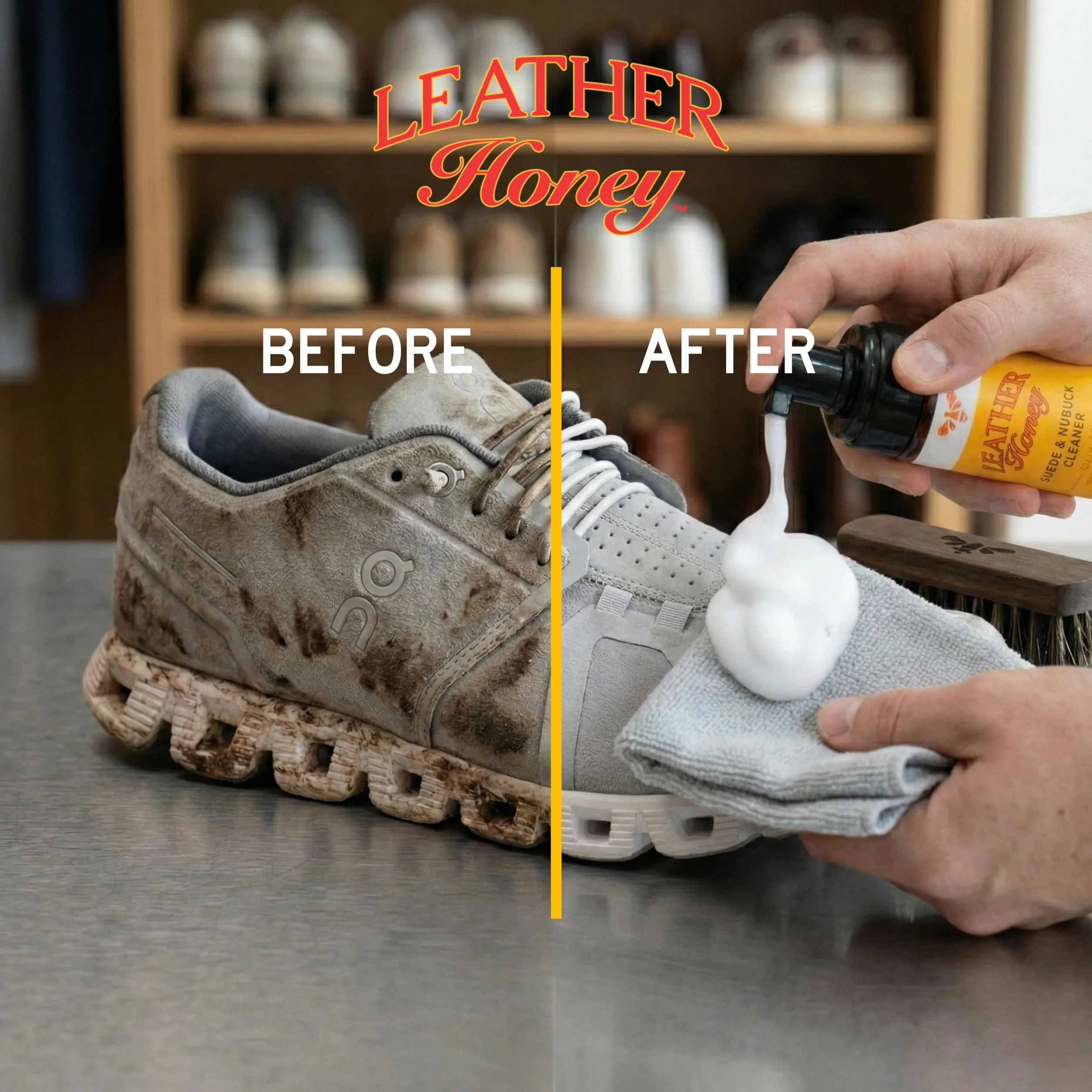 Leather Honey Zestaw Do Pielęgnacji Zamszu I Nubuku: Środek Czyszczący, Ochronny, Szczotka, Gumka: Czyści, Chroni I Odnawia Buty, UGGs, Meble, Kurtki, Torby I Odzież. Bezpieczny Dla Każdego Koloru