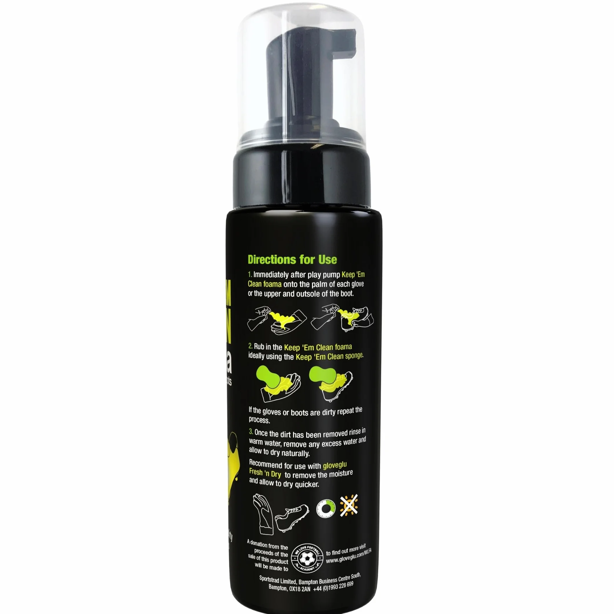 gloveglu Keep 'Em Clean Foama do rękawic bramkarskich i butów piłkarskich, 200 ml