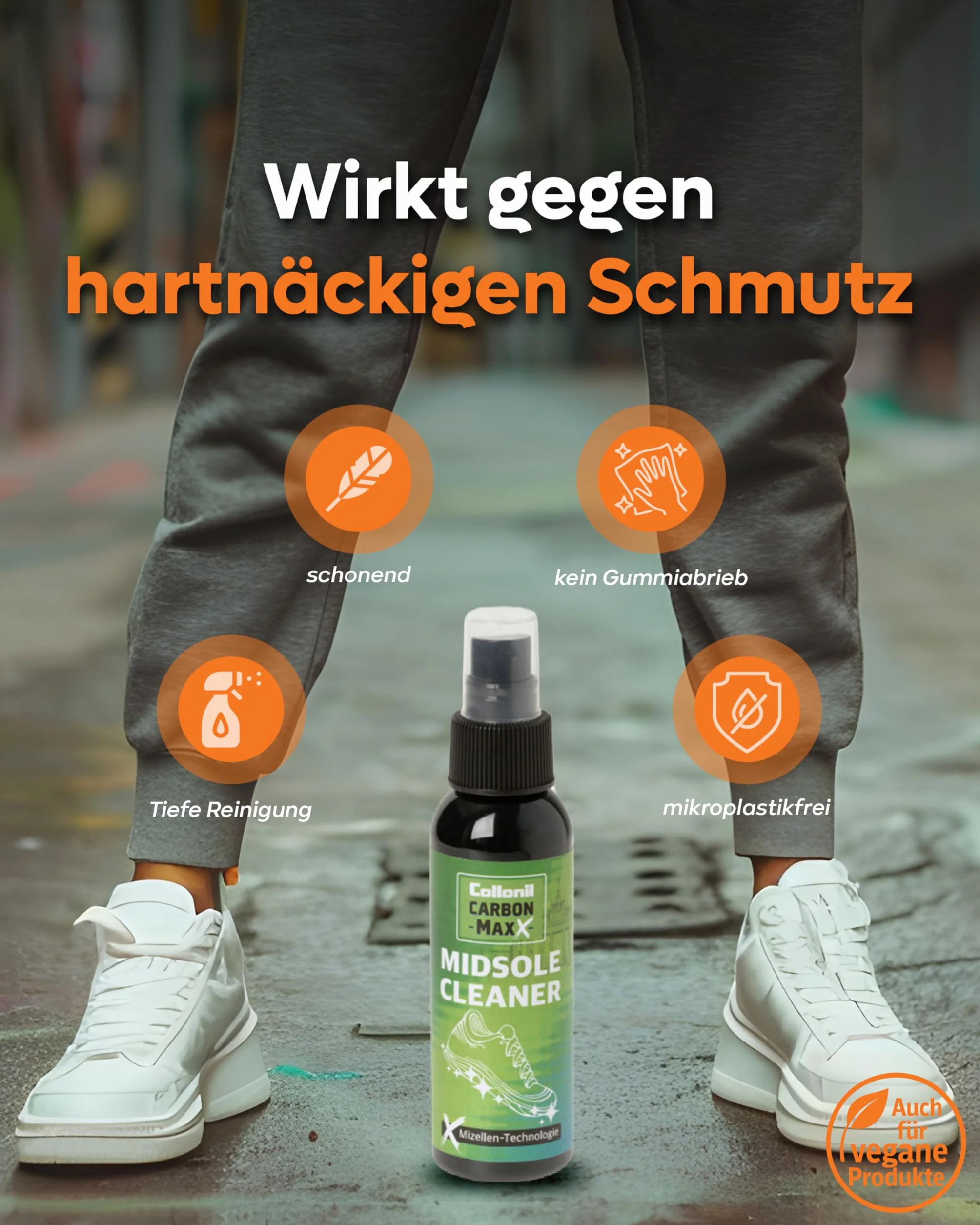 Collonil Carbon Maxx Midsole Cleaner 100 ml – z technologią micelarną spray do czyszczenia podeszwy środkowej sneakersów – usuwa brud i brud – precyzyjny spray do wszystkich materiałów