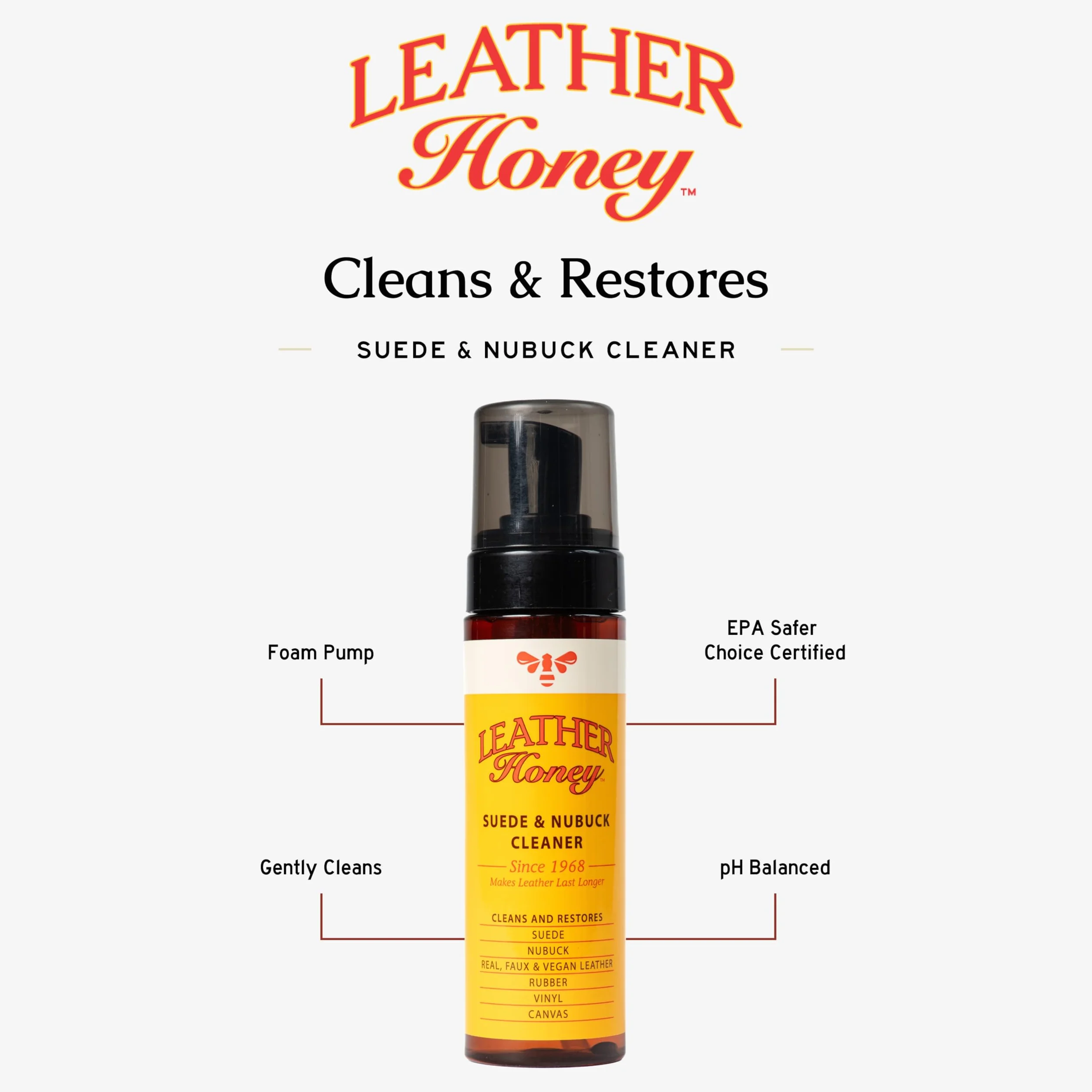 Leather Honey Środek Do Czyszczenia Zamszu: Nietoksyczny, Pielęgnacja Zamszu I Nubuku, Produkowany W USA Od 1968 r. Czyści I Odnawia Buty, Kurtki, Torby, Itp., Bezpieczny Dla Każdego Koloru I Bieli